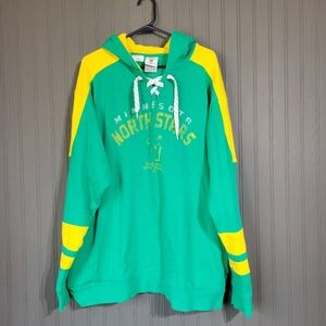 Vintage Hockey NHL Minnesota North Stars Lace Up Sweatshirt Green Men's 2XL